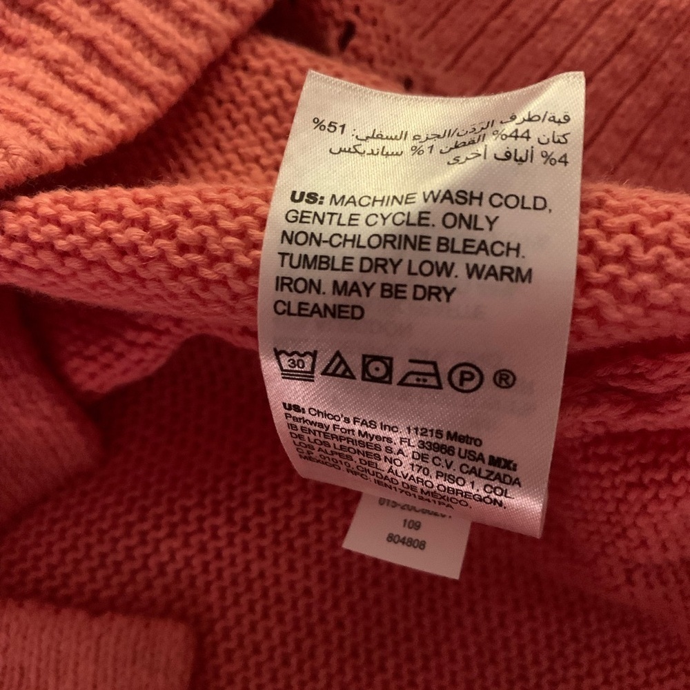 Chicos Linen/Cotton Button-Up Cardigan Sweater size L in Sienna Rose - Picture 15 of 16